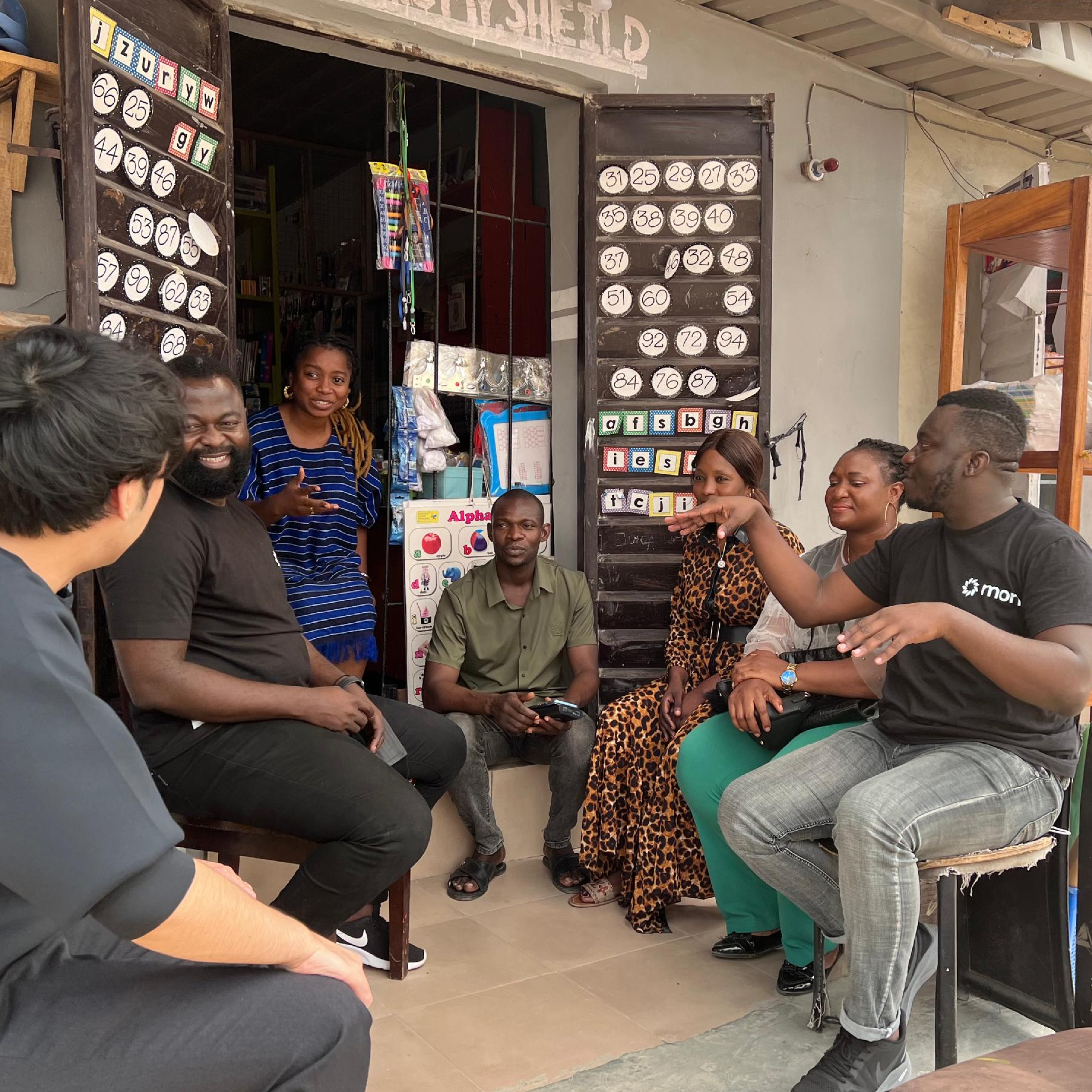 Moni Founders with customers in Ibeju-Lekki