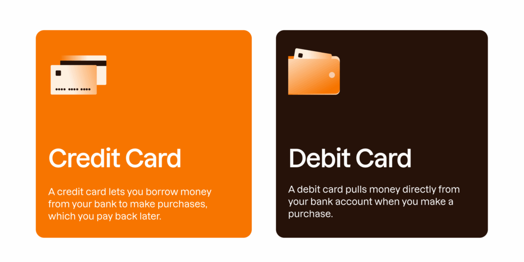 An infographic on credit card and debit cards.